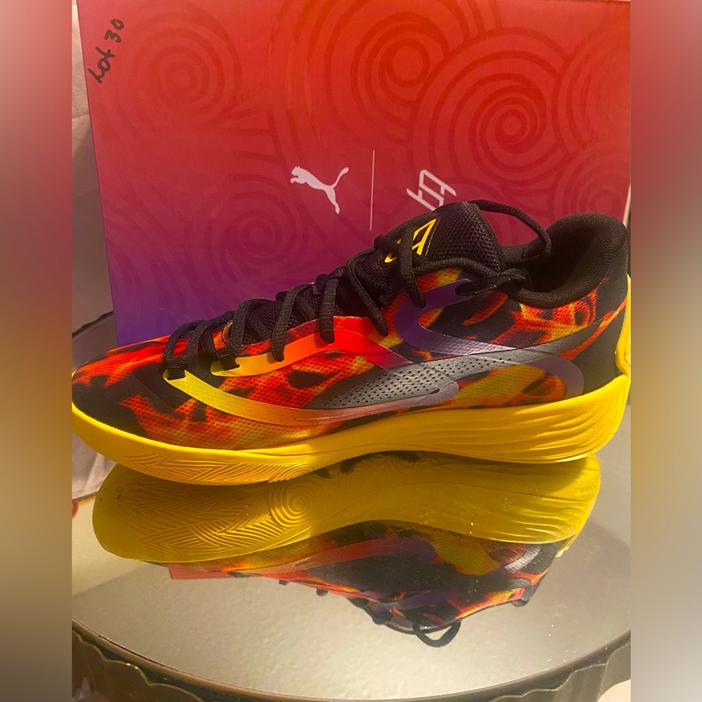 Puma Red and Yellow Sneakers for Bold Style